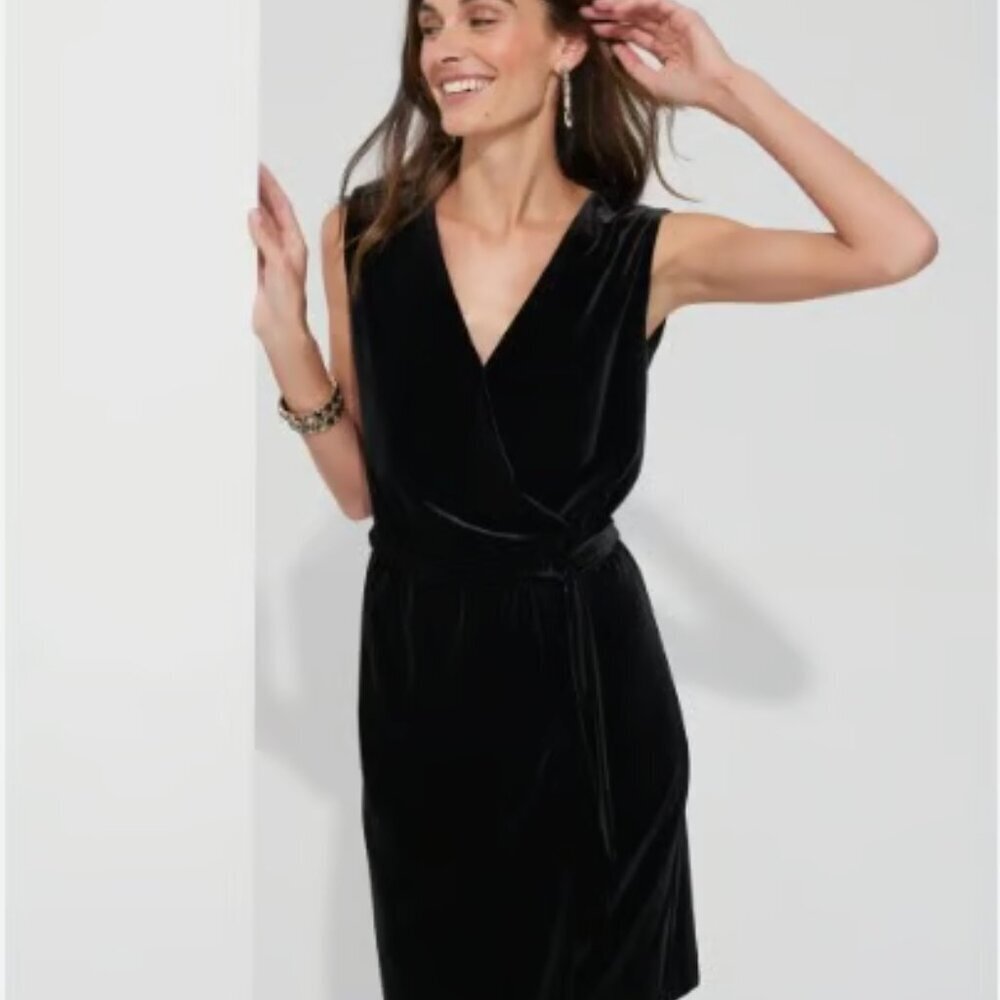 NWT WHBM White House Black Market‎ Surplice Velvet Knee Length Strapless Dress